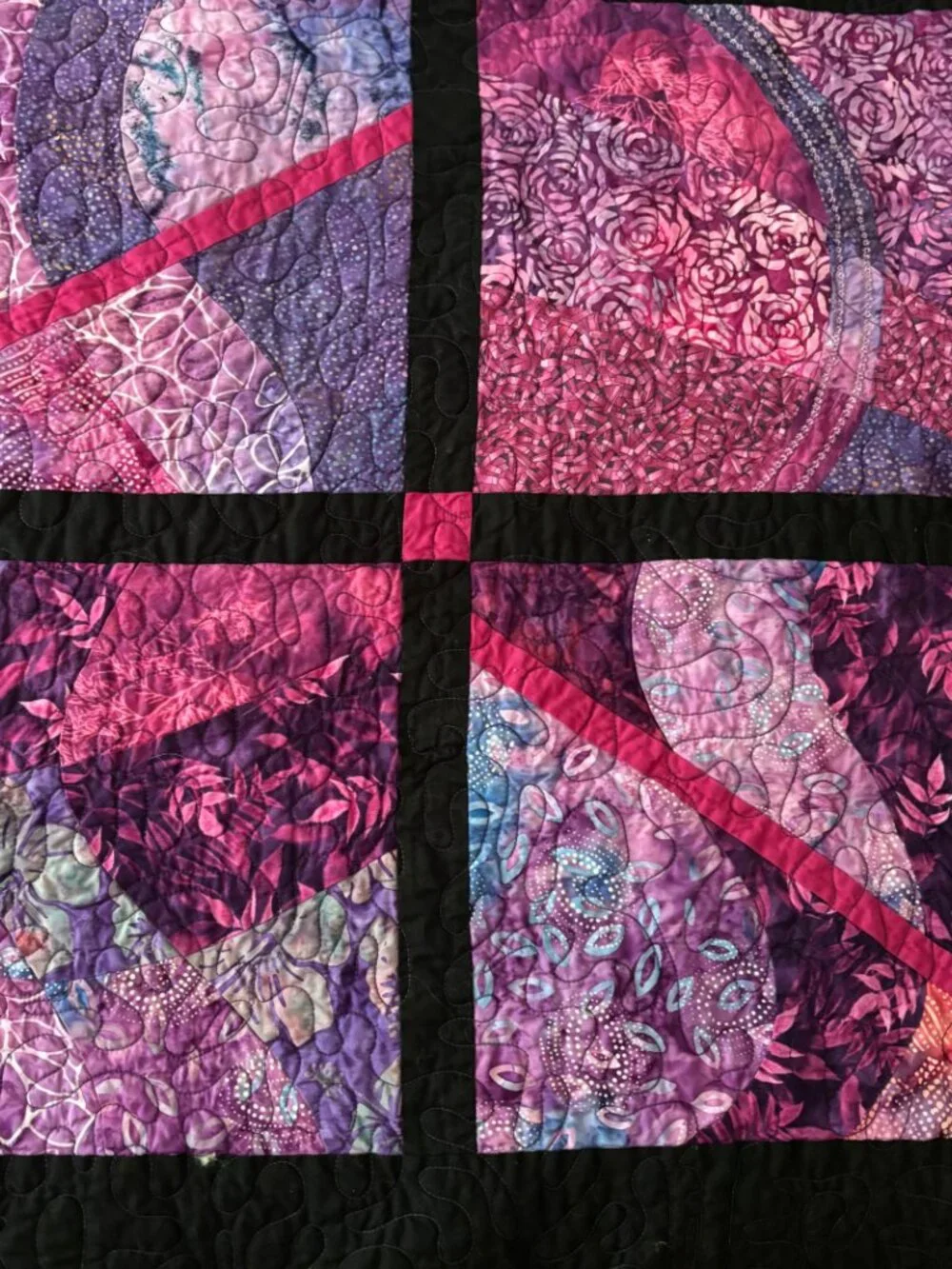 Handmade Batik Patchwork Throw Quilt Purples Size 55